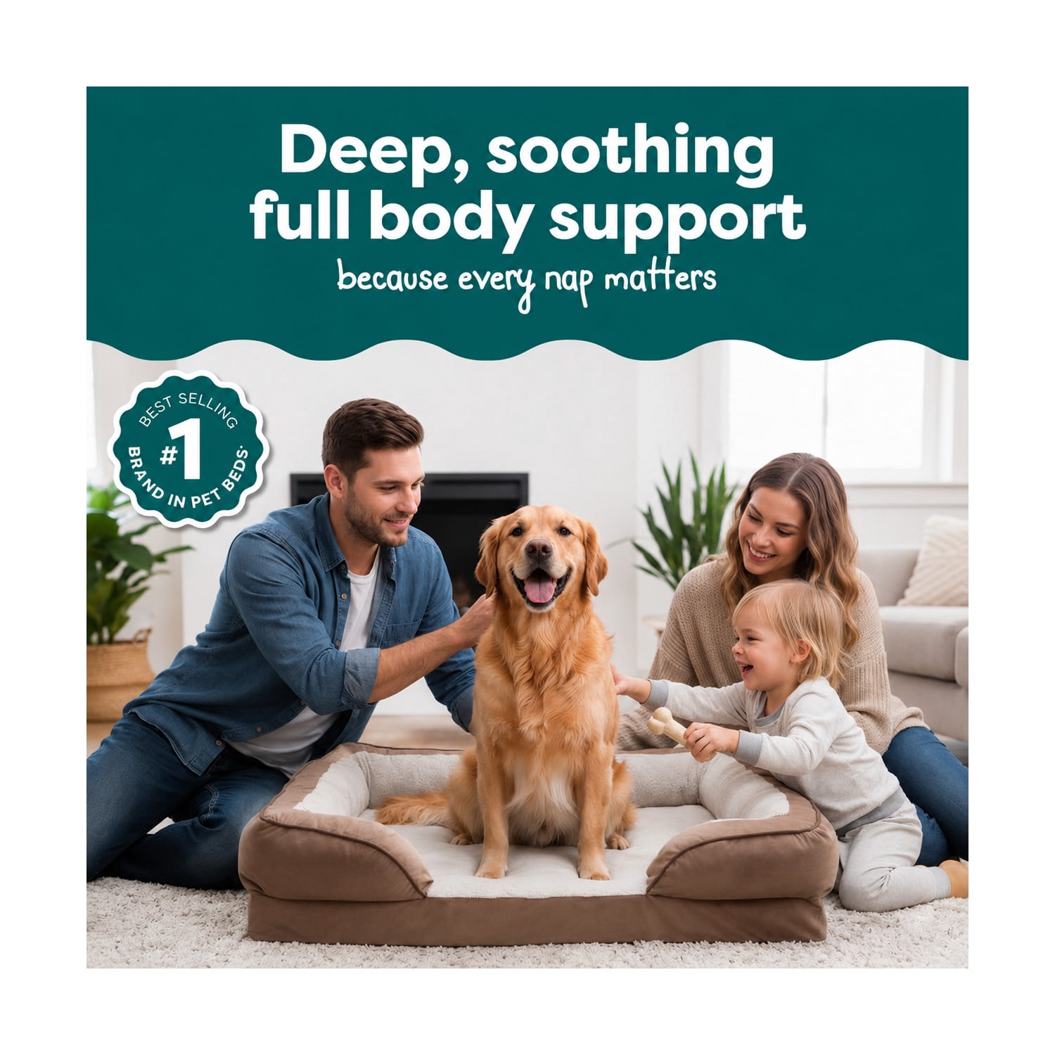 FurHaven Velvet Waves Perfect Comfort Full-Support Mattress Sofa Pet Bed, Granite Gray, Large, 1 Count