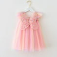 thumbnail image 2 of AJIWYH Robe pour Tout-Petite Fille, Robes de Fête de Danse Arc-en-Ciel Teinture sur Nœuds à Manches Volantées avec Ailes pour Tout-Petites Filles Rose pour 18-24 Mois, 2 of 4