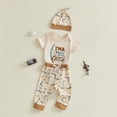 thumbnail image 5 of CAUYDY Newborn Clothes Baby Boy Fall Winter Outfits Cute Romper Pants Warm Hat 3-Pieces Set for Preemie Infant 0 3 6 9 12 Months Layette Set (Sizes 0-3 Months,Khaki), 5 of 8