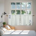 thumbnail image 3 of Blue Spring Floral Tier Curtains 24 Inch Length, Watercolor Teal Plaid Summer Botanical Cafe Short Curtains for Bathroom Over Sink, Small Kitchen Curtain Light Filtering Drapes 2 Panels 27.5"Wx24"L, 3 of 8