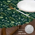 thumbnail image 3 of Dark Green Leaves Round Tablecloth, Fitted Table Cover with Elastic for 36"-44" Round Tables, Pastoral Watercolor Botanical Plant Table Cloth Outdoor Indoor Dinning Party Waterproof Tablecloths, 3 of 7