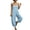 Blue, variant on Womens Cotton Harem Jumpsuit Summer Loose Fit Wide Leg Pants Rompers Boho Casual Beach Loungewear Outfit with Pockets,Gray,XXL