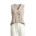 thumbnail image 4 of Women's Cotton Linen Tank Tops V Neck Sleeveless Blouse 2026 Summer Casual Button down Collared Vest Shirts by Yigetop Beige L, 4 of 8