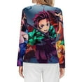 thumbnail image 2 of Demon Slayer Women's Pajama Top 3D Digital Print Sleepwear Trendy Crewneck Pullovers Long Sleeve Shirts 5XL, 2 of 8