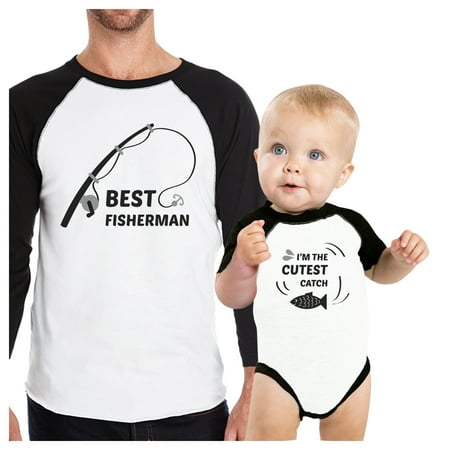 

Best Fisherman Cutest Catch Dad and Baby Funny Baseball Tee Shirts