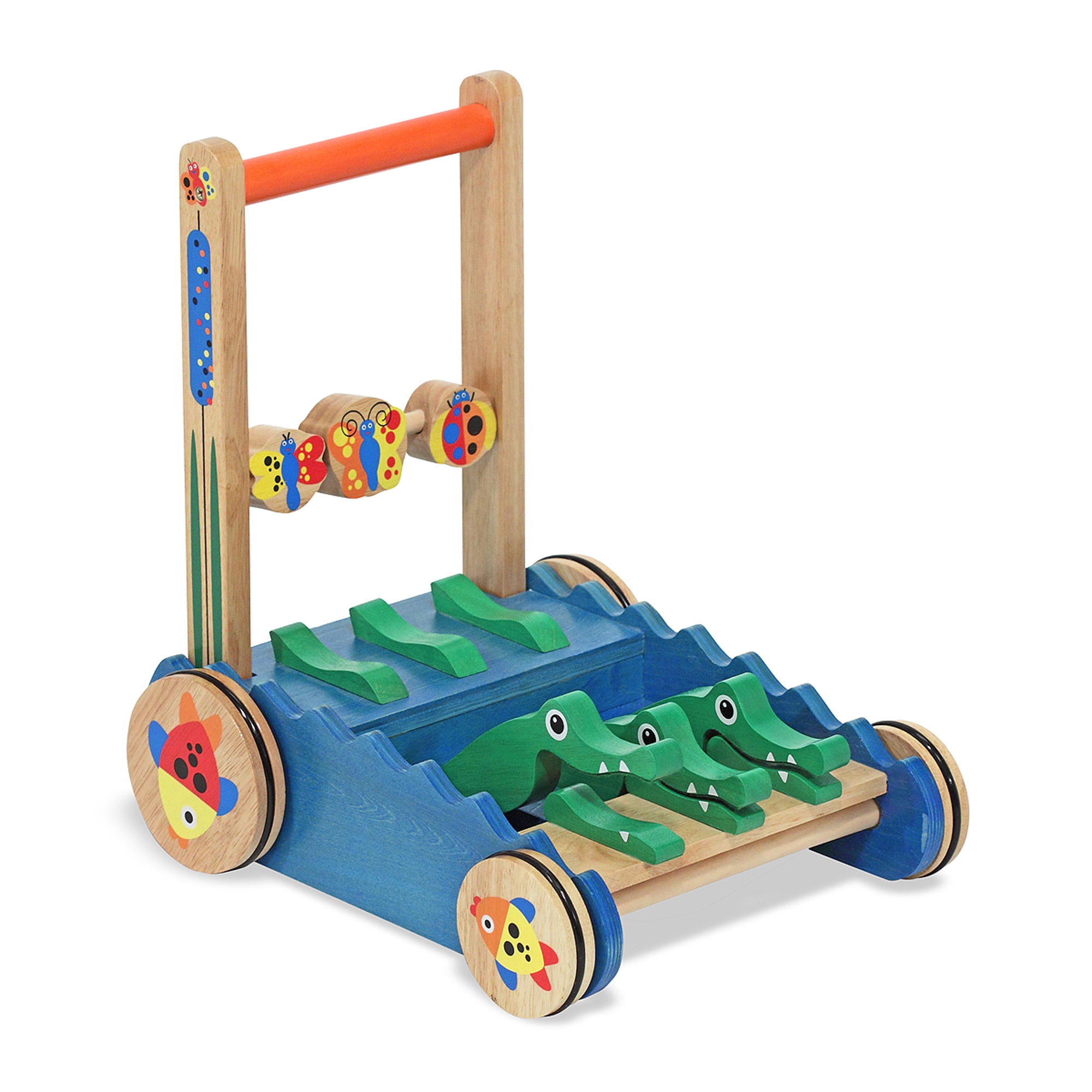 Melissa & Doug Deluxe Chomp and Clack Alligator Wooden Push Toy and Activity Walker for Toddlers