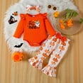 thumbnail image 4 of Weebloom Halloween Outfit Girl Girl 3Pcs Set Pant Jumpsuit Hat Pumpkin Bow 0-18Y Stylish Girls Outfits Orange, 4 of 9