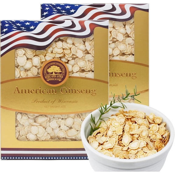 2 Boxes of American Ginseng Slices from Wisconsin,American Wisconsin Ginseng Slices Root for Tea, Energy for Men Women Mental Health Boosts Immunity 2x4oz, 8oz