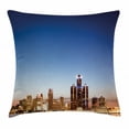 thumbnail image 1 of Detroit Decor Throw Pillow Cushion Cover, Michigan Skyline at Twilight Waterfront Lively City Serene Travel Destination, Decorative Square Accent Pillow Case, 20 X 20 Inches, Multicolor, by Ambesonne, 1 of 2