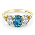thumbnail image 2 of Gem Stone King 2.74 Ct Oval London Blue Topaz White Topaz 10K Yellow Gold Ring, 2 of 4