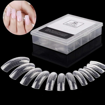 Gel Nails Acrylic Nails - Makartt L-07 120PCs/Case Dual Forms False Nail Mold Clear French Full Cover Poly gel Nail Tips UV Gel Dual Forms and Acrylic Nail System Forms with Scale
