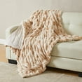 thumbnail image 3 of Great Bay Home Pink / Tan Faux Fur Reversible Throw Blanket for Couch or Chair, 50" x 60", 3 of 6