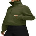 thumbnail image 4 of Pull Col en Molleton Doublé à Capuche pour Femmes 1/2 Sweat-Shirts à Fermeture Éclair à Manches Longues Pull-Over Pouce Trou, 4 of 6