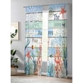 thumbnail image 4 of Summer Coastal Sheer Curtains 2 Panels Set, Ocean Coral Seaweed Window Sheer Curtains for Living Room/Bedroom, Wood Grain Light Filtering Rod Pocket Voile Drapes, 52" W x 84" L, 4 of 7