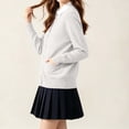 thumbnail image 4 of ROHUUQUE Kids Girls Cardigan School Uniforms Sweater Solid Color V-neck Unisex Button Long Sleeve Basic Knit Tops for 5-17 Years White, 4 of 9