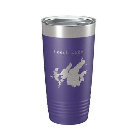 

Leech Lake Map Tumbler Travel Mug Insulated Laser Engraved Coffee Cup Minnesota 20 oz Purple