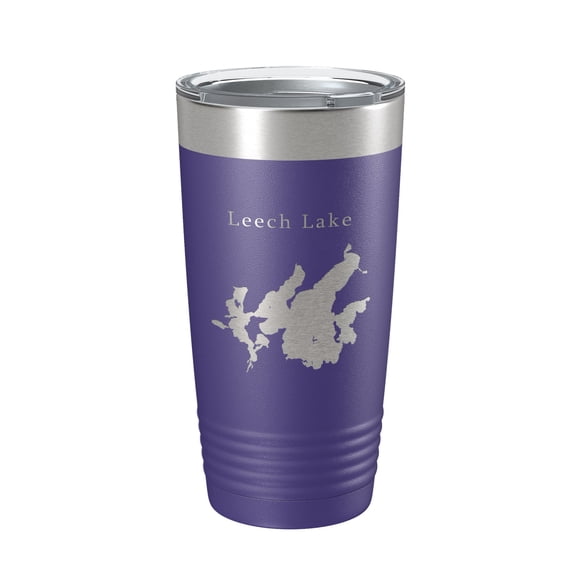 Leech Lake Map Tumbler Travel Mug Insulated Laser Engraved Coffee Cup Minnesota 20 oz Purple