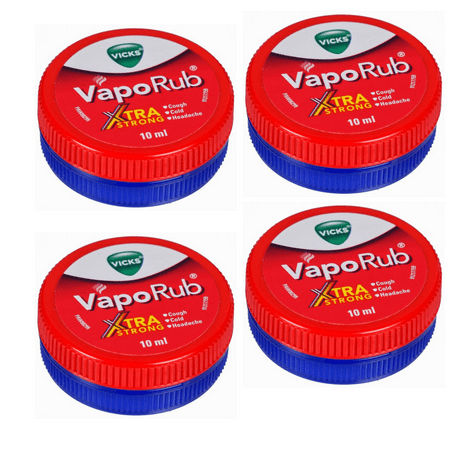 Vicks VapoRub Xtra Strong Balm 10 ml Each 4 Pack Mini Travel Size Refreshing Menthol