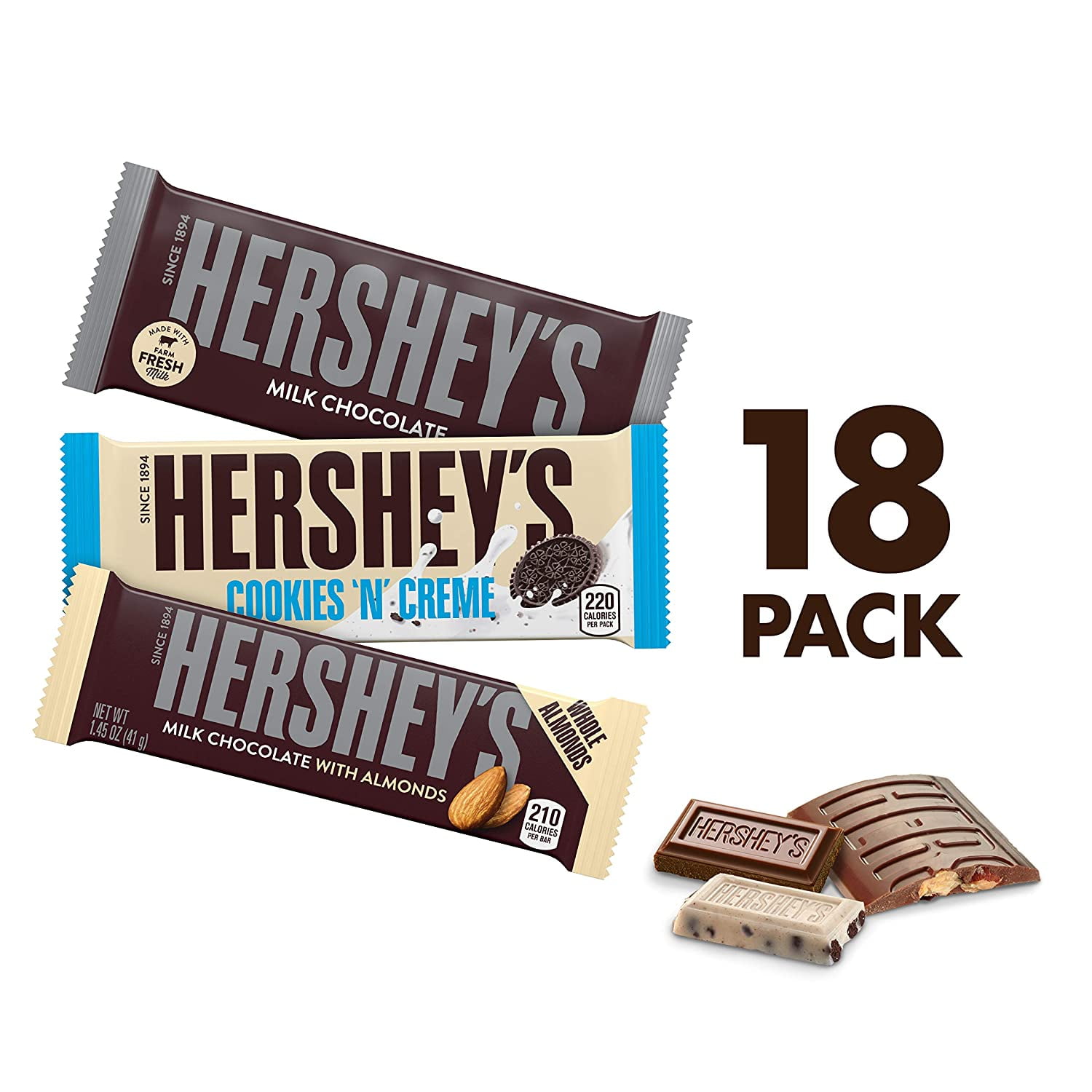 HERSHEYS Chocolate Easter Candy Bar Variety Pack, Milk, Milk with
