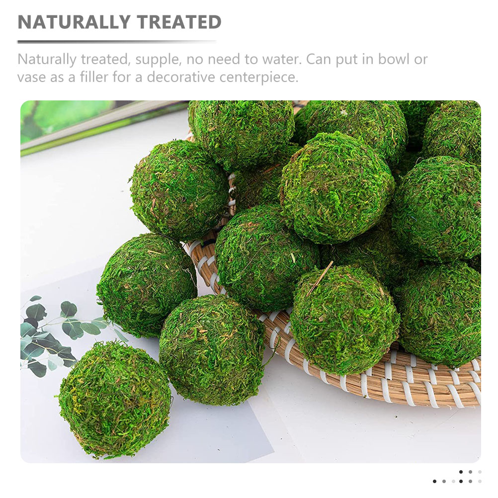 Frcolor 14pcs Decorative Moss Balls Dried Grass Balls for Vases Table Planter Weddings Parties