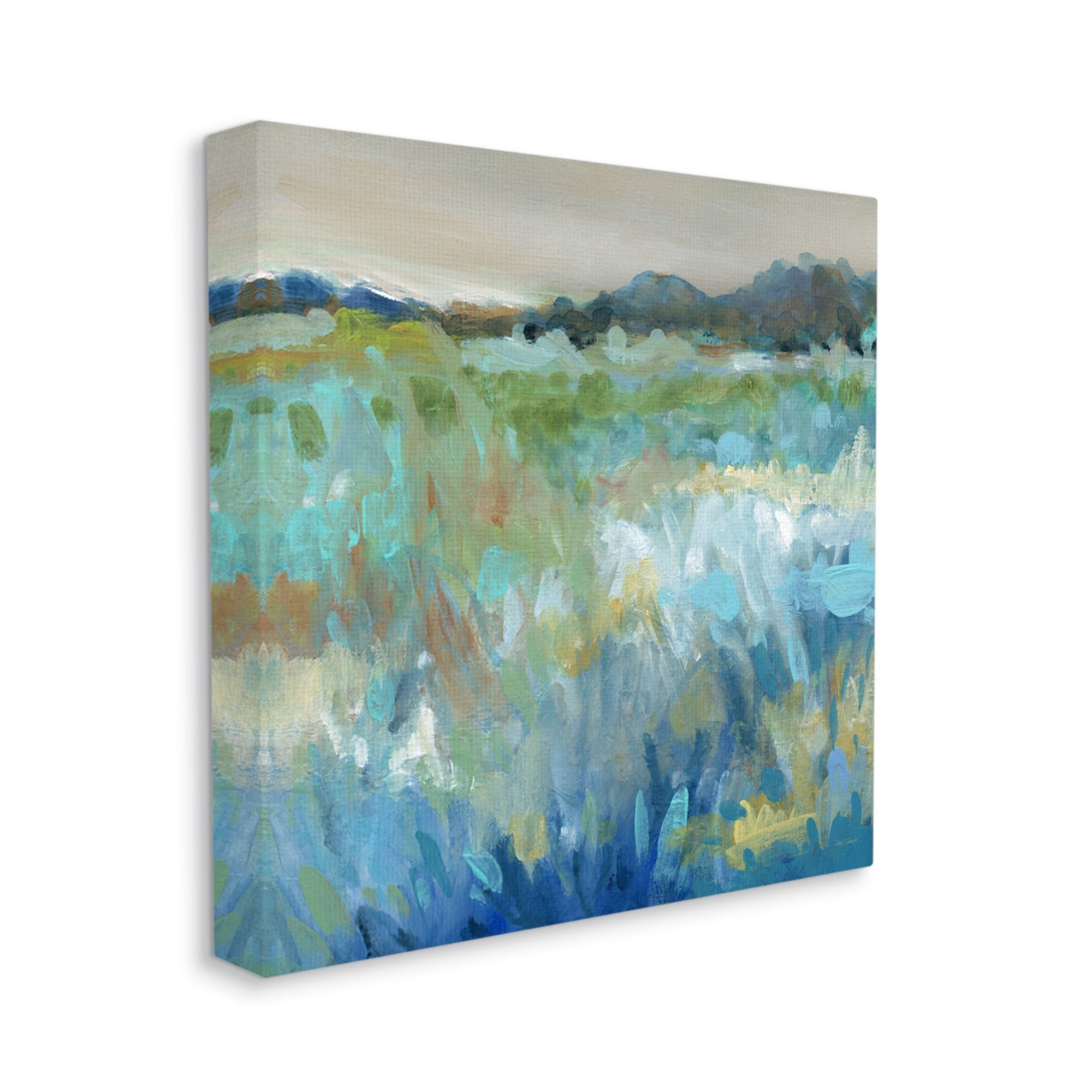 Stupell Industries Abstract Blue Meadow Abstract Painting Gallery Wrapped Canvas Art Print Wall Art, 17 x 17