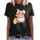 thumbnail image 1 of Moda Mujer Causal Pascua Cuello redondo Blusa estampada Camiseta de manga corta Tops de verano Pompotops  hkajfhjk461213, 1 of 1