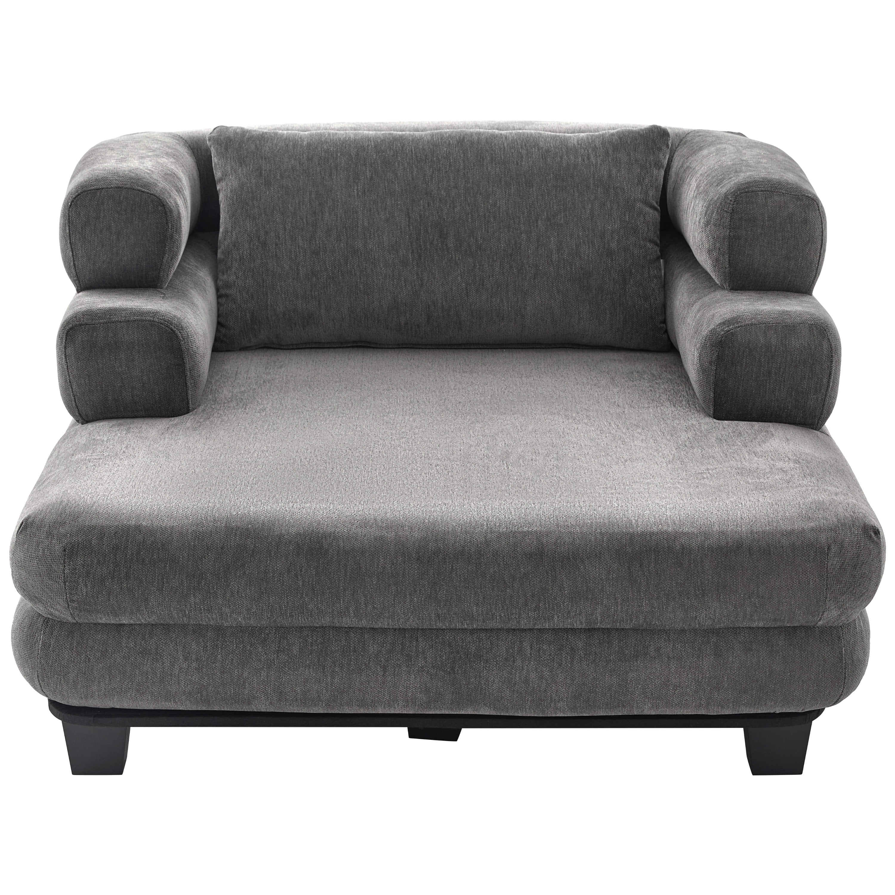Euroco Oversized Chaise Lounge 52.4" Modern Comfy Lounger Chenille Upholstered Sofa Bed with Deep Seat and Layered Armrests for Living Room or Bedroom, Grey