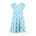thumbnail image 4 of Ugoldhm Girls' Summer Polka Dot Fit & Flare Sundress Short Sleeve, Crew Neck, Casual Style for 6-15 Years, 4 of 7