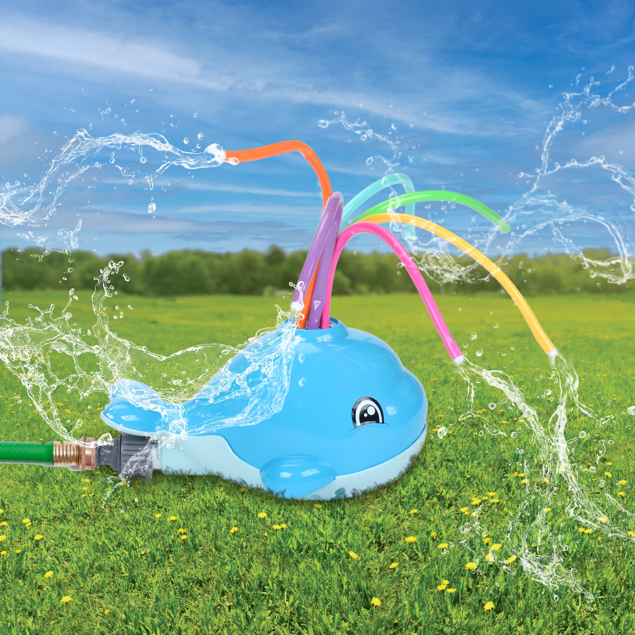Play Day Whale Sprinkler with Colorful Water Tubes for Kids