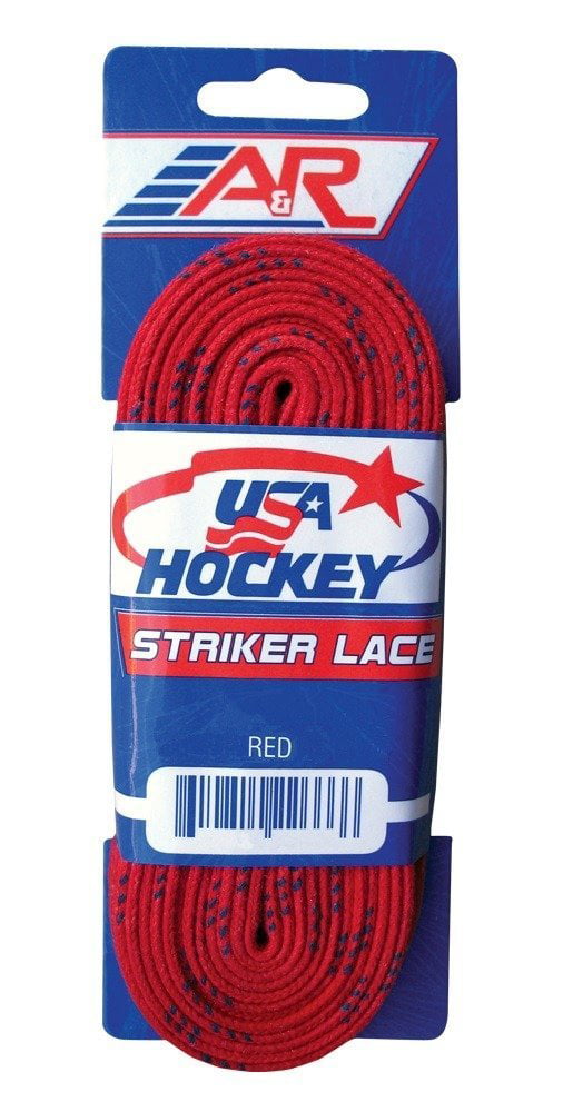 New A&R 2 Pair USA Hockey Striker WAXLESS Molded Tip Skate Laces Black White 72" 
