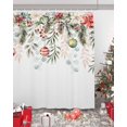thumbnail image 5 of Christmas Shower Curtain Poinsettia Flower Eucalyptus Leaves Shower Curtains for Bathroom Decor Berry Snowflake Christmas Decoration Bath Curtains Sets with Hooks Waterproof, 84x72 in, 5 of 6