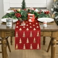 thumbnail image 2 of mubwai Christmas Tree Red Dutch Fleece Table Runner, Glitter Metallic Foil Holiday Kitchen Dining Table Decoration for Home Party Decor 13x72 Inch, 2 of 7