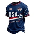 thumbnail image 3 of Soccer Cup 2026 Jersey for Men, Crew Neck Short Sleeve USA Stars Graphic Tee with Mesh Fabric - Breathable Athletic Top for Match Day & Gym Navy M, 3 of 5