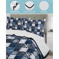 thumbnail image 4 of Blue White Snowflake King Size Down Alternative Comforter, Lightweight Comforter Quilt Bedding Set with Pillow Shams Winter Geometric Check Plaid All Seasons Bed Comforter Duvet Insert 96"x106", 4 of 7