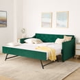 thumbnail image 4 of Oufan Twin Size Mid Century Daybed w/ Pop-up Trundle, Linen Tufted Sofa Bed Frame w/ USB Charging, Button on Back & Wood Strong Supports, 4 of 14