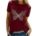 thumbnail image 2 of Sakmal Womens Tops Under $5 Short Sleeve Crew Neck Graphic Butterfly T-Shirts Womens Shirts, 2 of 7
