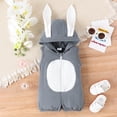 thumbnail image 2 of Toddler Easter Outfit Boy Cute 3D Bunny Ear Hoodie Romper Cute Crewneck Onesie 0-3 Months, 2 of 9