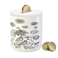 thumbnail image 3 of Floral Piggy Bank, Doodle Style Circular Swirled Flower Petals Butterfly Leaves Curved Branches Design, Ceramic Coin Bank Money Box for Cash Saving, 3.6" X 3.2", Black White, by Ambesonne, 3 of 4