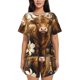 thumbnail image 1 of Fotbe Adorable Calf Butterflies Champagne Conjunto de Pijama Estampado para Mujer, 2 Piezas, Ropa de Dormir con Camiseta de Manga Corta y Shorts Suaves-X-Large, 1 of 6