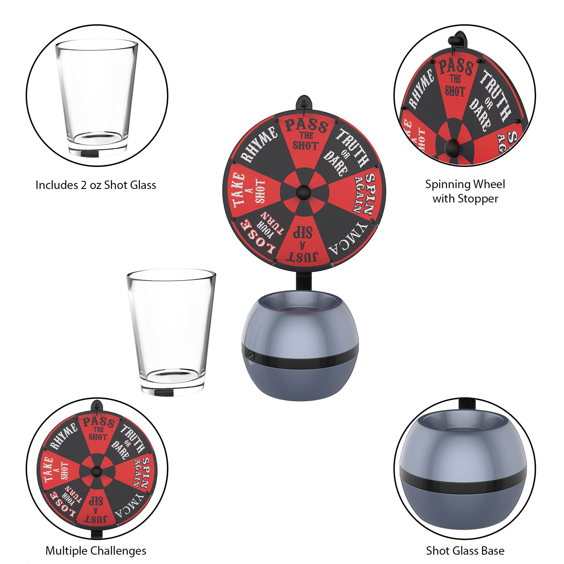 Spin The Shot Glass Drinking Game Fun Party Gifts,Turntable Toys Drinking  Game Shot Glass With Spinning Wheel Bar Games