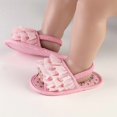 thumbnail image 5 of GYRATEDREAM Infant Baby Girls Summer Open Toe Sandals Toddler PU Leather Soft Flower Ruffle Princess Flat Shoes Pink for 0-18 Months, 5 of 8