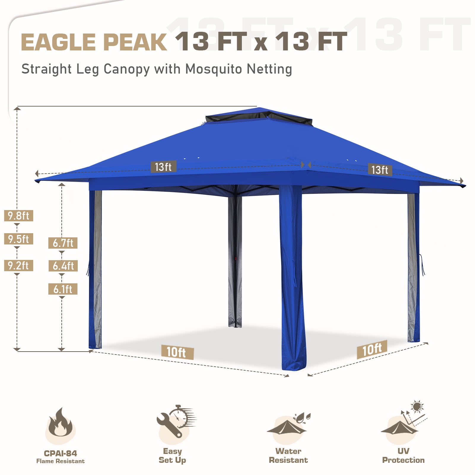 EAGLE PEAK 13x13 ft Outdoor Gazebo Tent with Mosquito