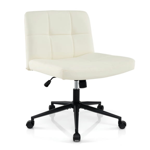 GVN Armless Chairs,Height-adjustable Armless Desk Chair with Wheels for Home Office Make Up-Beige