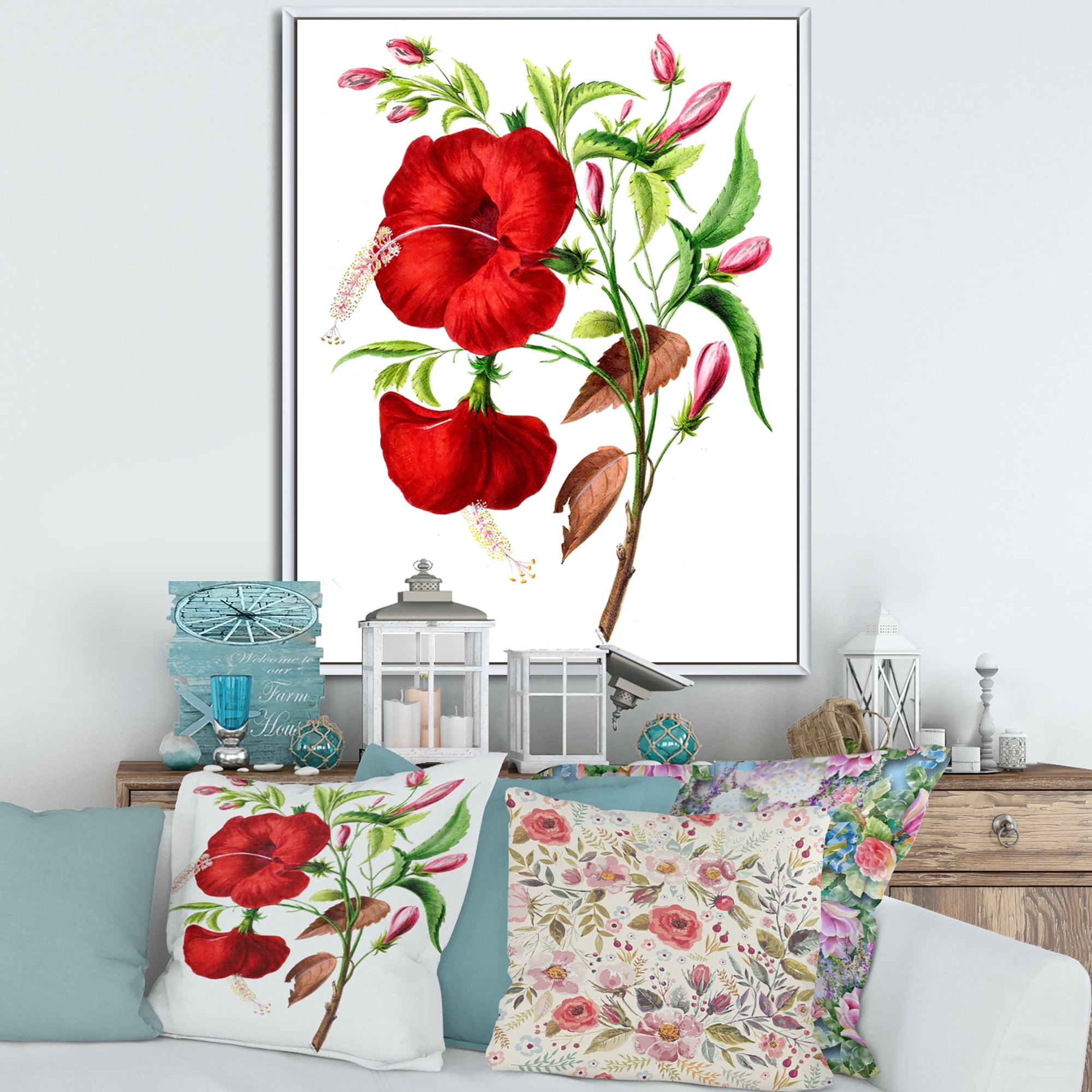 Designart 'Ancient American Flora I' Traditional Framed Canvas Wall Art Print