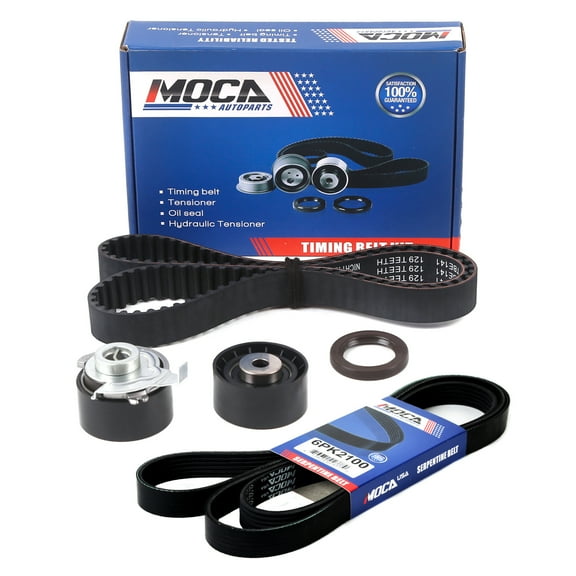 MOCA AUTOPARTS Timing Belt Kit with Drive Belt 6PK2100 Fit for 2001-2004 Ford Escape & Mazda Tribute 2.0L