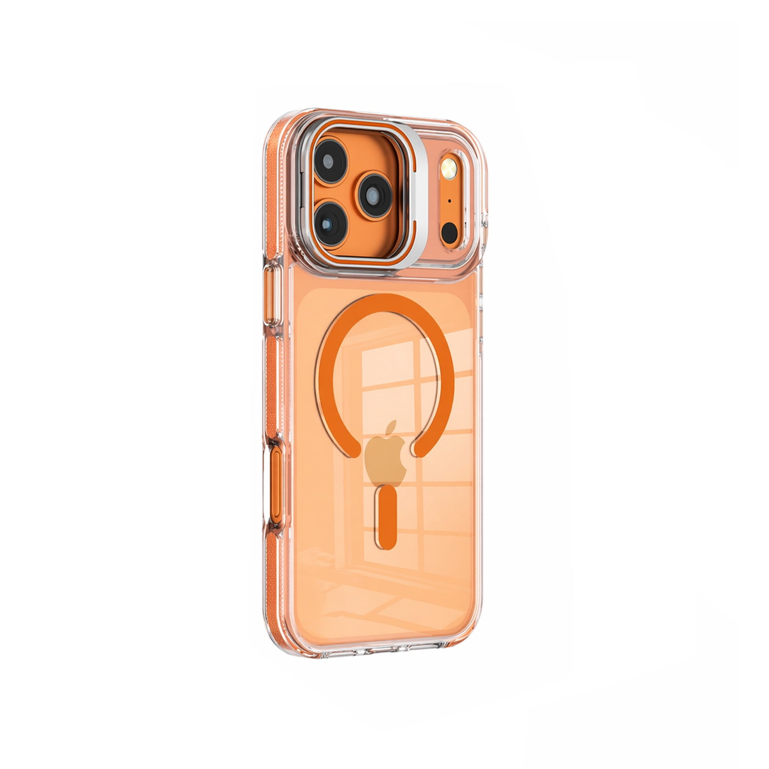 Crystal Transparent Case with Camera Stand & MagSafe for iPhone 17 Pro - Orange