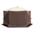 thumbnail image 2 of Pop Up Gazebo Tent, Pop-Up Screen Tent 6 Sided Canopy Sun Shelter with 6 Removable Privacy Wind Cloths & Mesh Windows, 11.5x11.5FT Quick Set Screen Tent with Mosquito Netting, Brown, 2 of 6