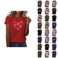 thumbnail image 1 of T-shirts de la Saint-Valentin pour Femmes 2026 à Manches Courtes Col Rond avec Cœur Graphique, 1 of 4