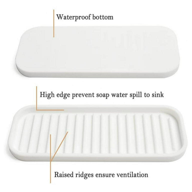 1Pcs Silicone Kitchen Soap Tray, Sink Tray for Kitchen Counter/Soap Bottles,  Sponge Holder and Organizer 