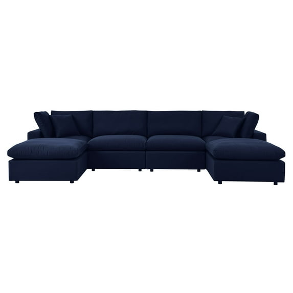 Modular Lounge Sectional Deep Sofa Chair Set, Sunbrella, Blue Navy, Fabric, Modern Contemporary, Outdoor Patio Balcony Cafe Bistro Garden Furniture Hotel Hospitality